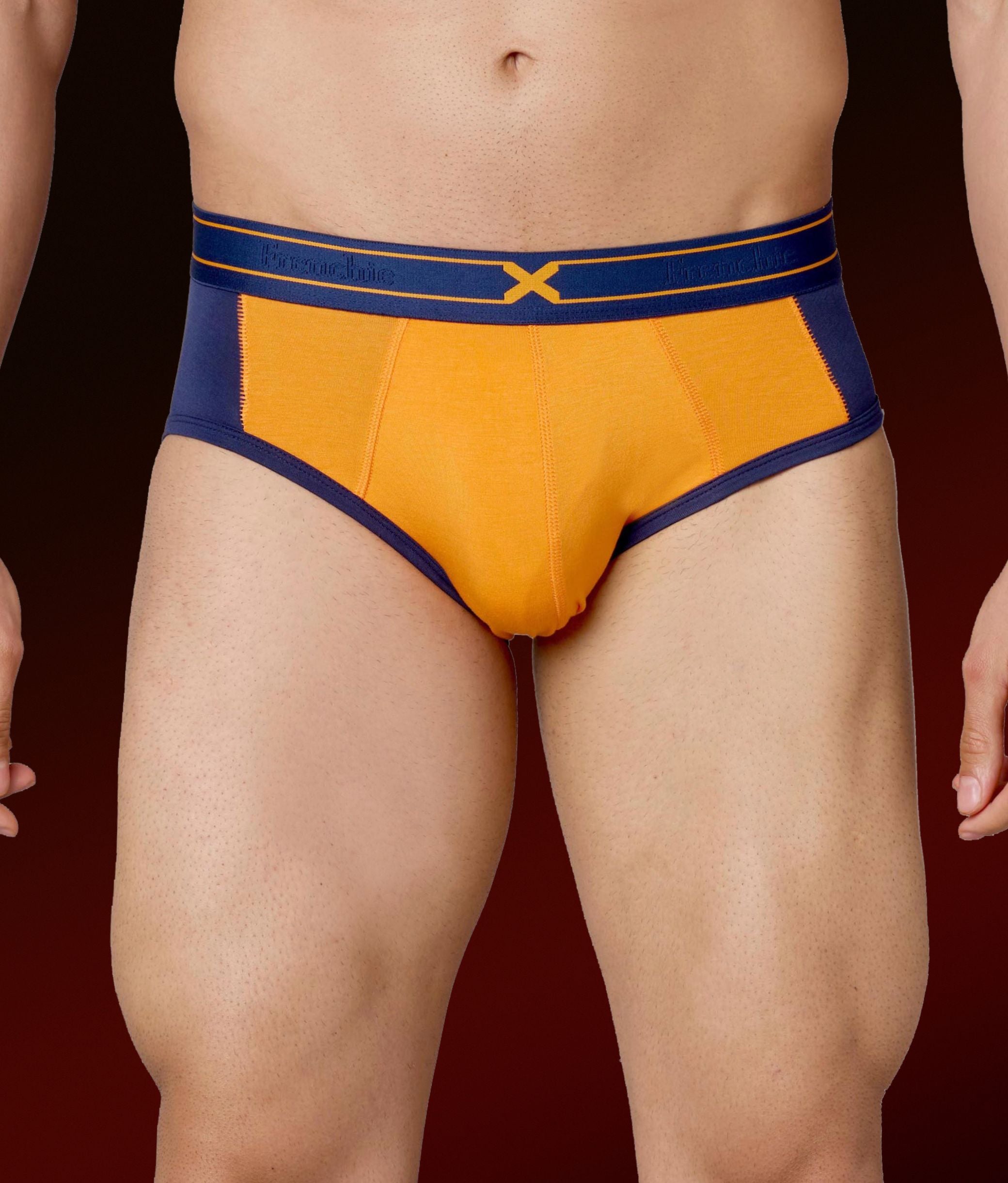 X-Groove Turmeric Orange Micro Modal Cotton Briefs for Men