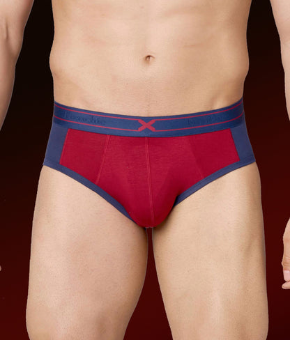 X-Groove Biking Red Micro Modal Cotton Briefs for Men