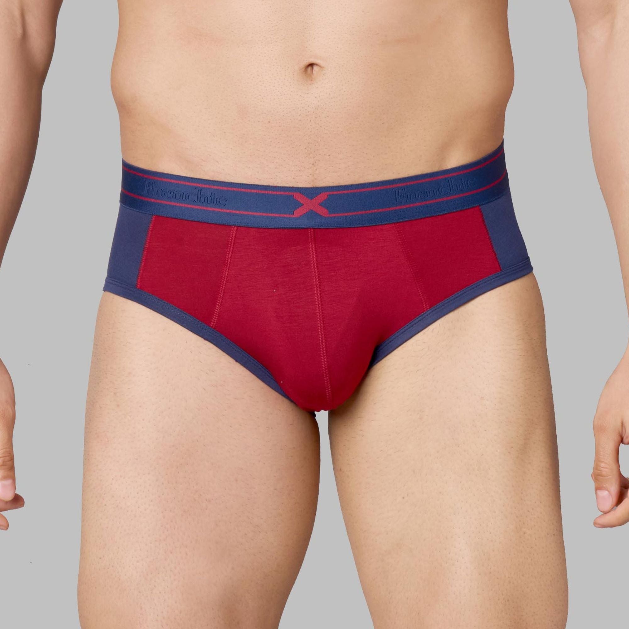 X-Groove Biking Red Micro Modal Cotton Briefs for Men