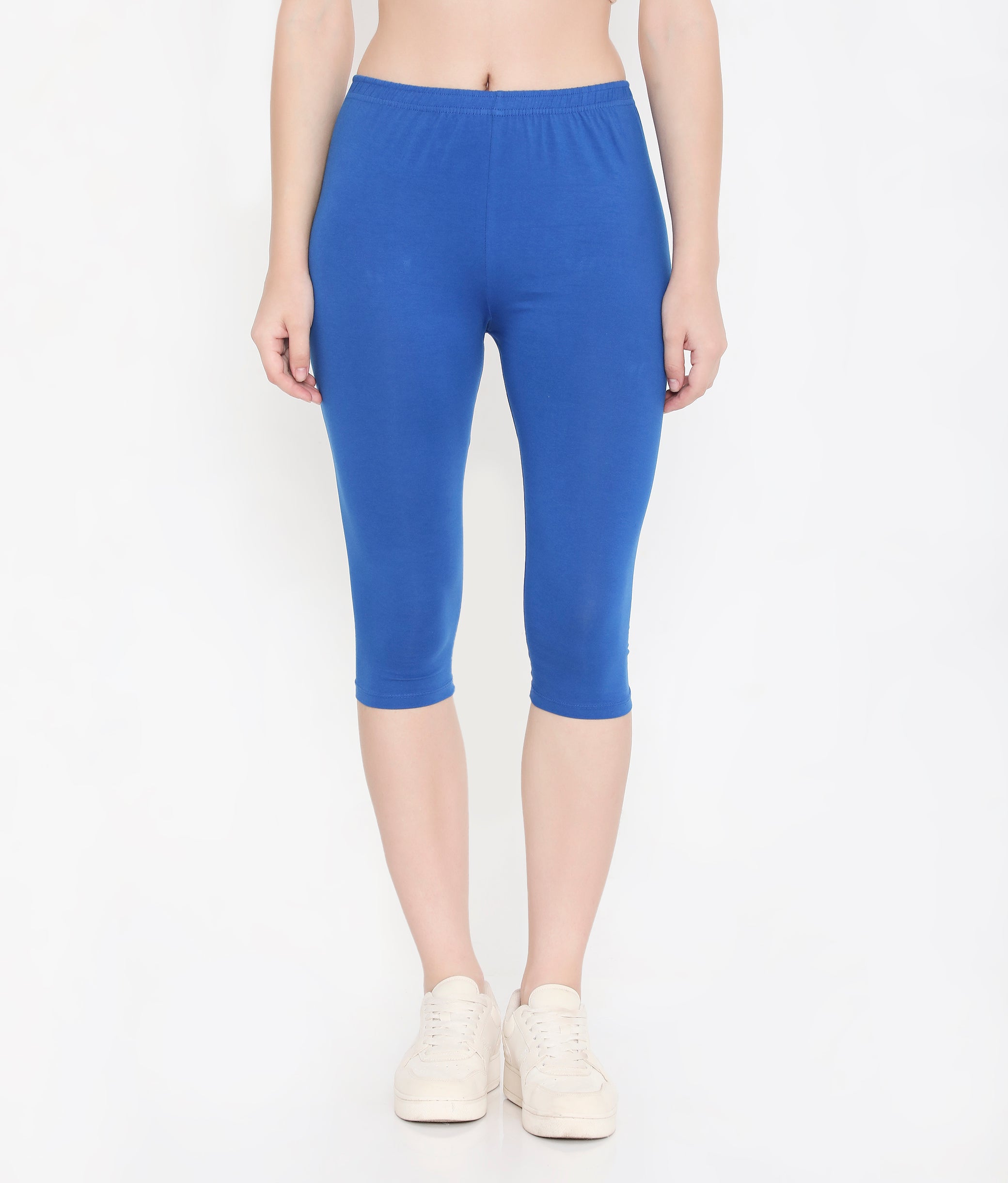 WOMEN ROYAL BLUE SOFT COTTON EVERYDAY CAPRI