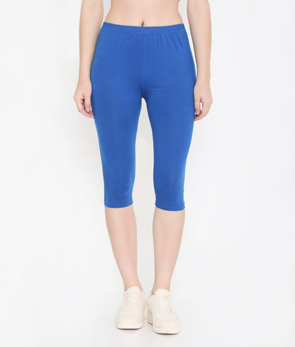 WOMEN ROYAL BLUE SOFT COTTON EVERYDAY CAPRI