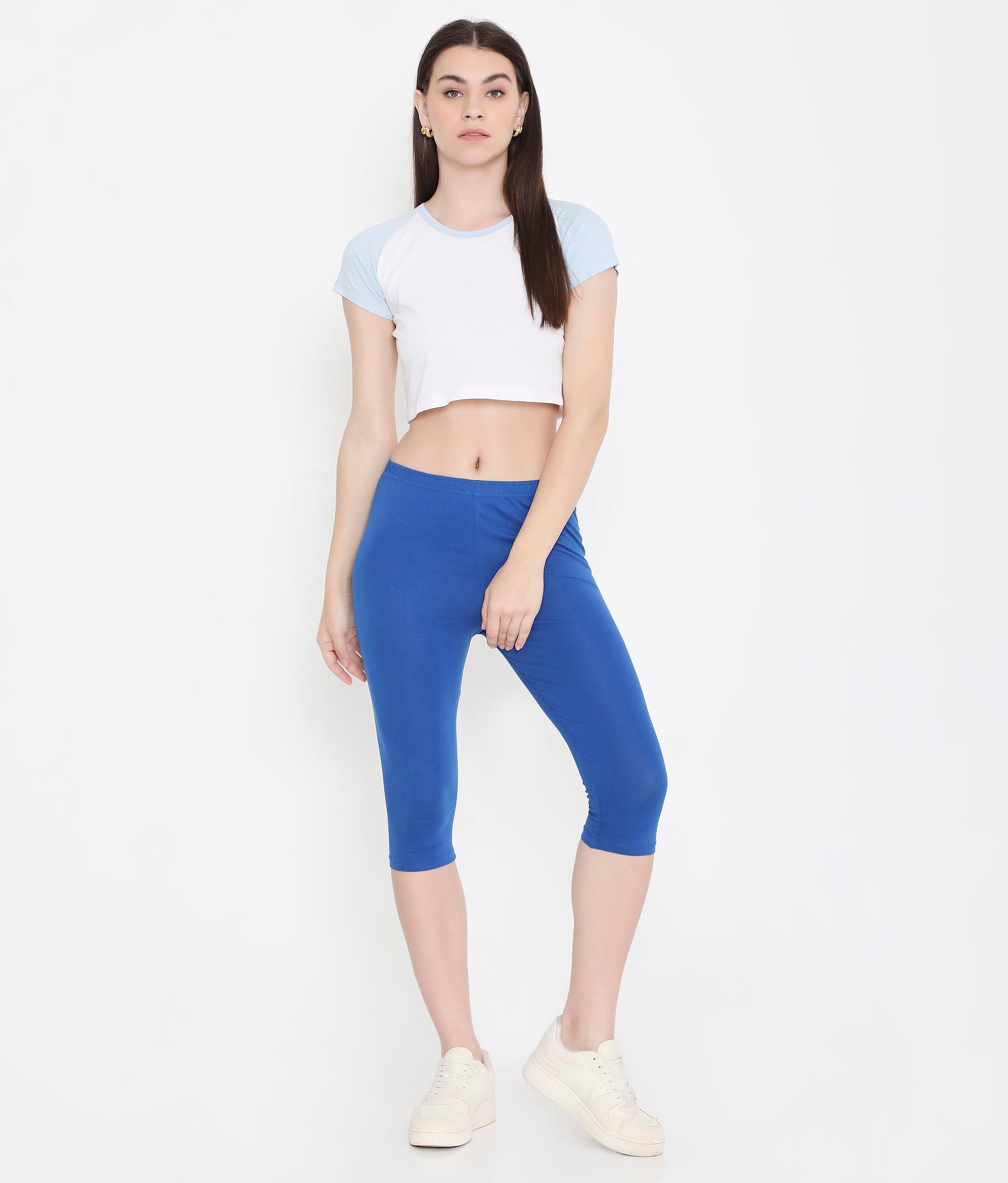 WOMEN ROYAL BLUE SOFT COTTON EVERYDAY CAPRI