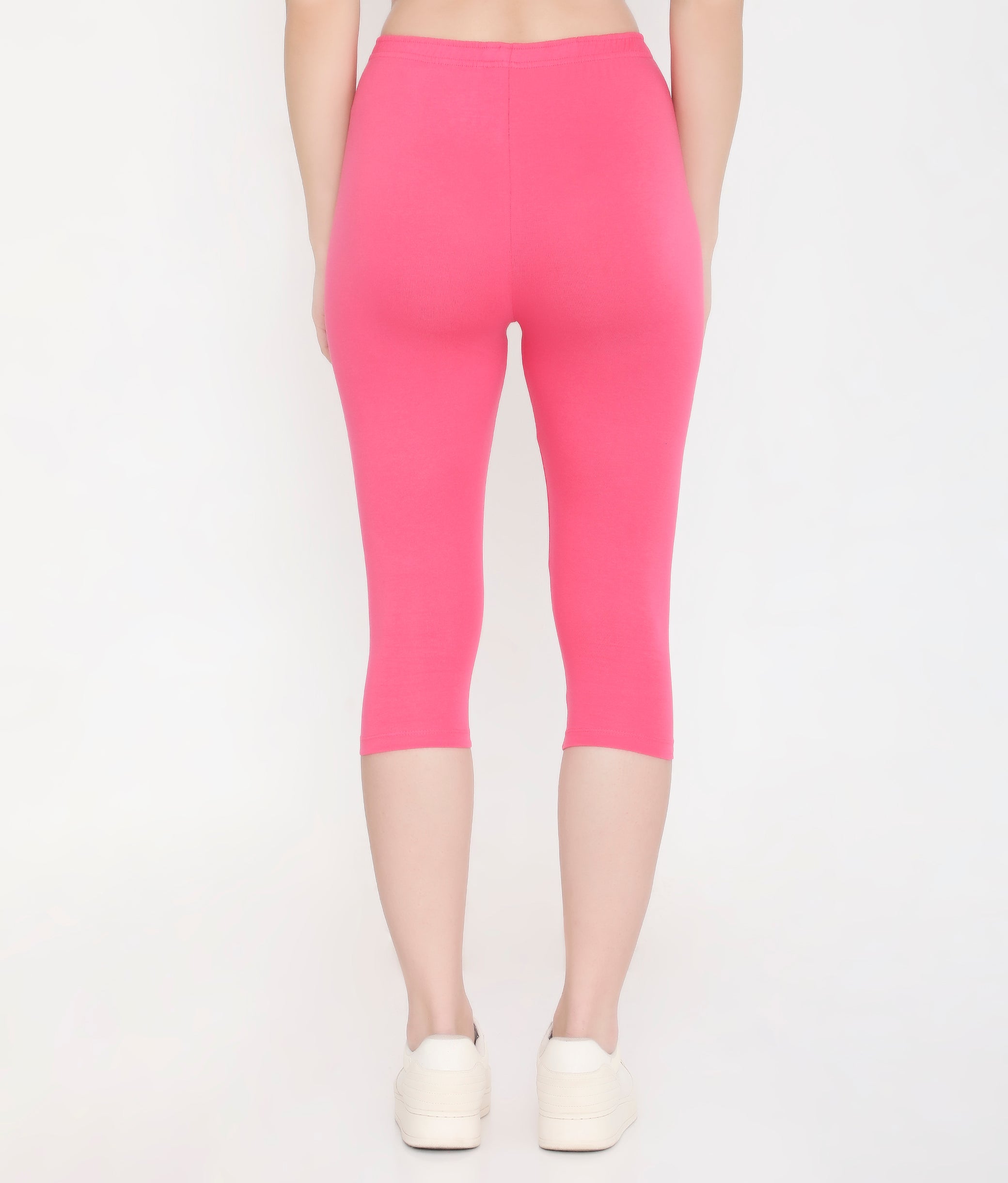 SOLID PINK SOFT COTTON EVERYDAY CAPRI FOR WOMEN