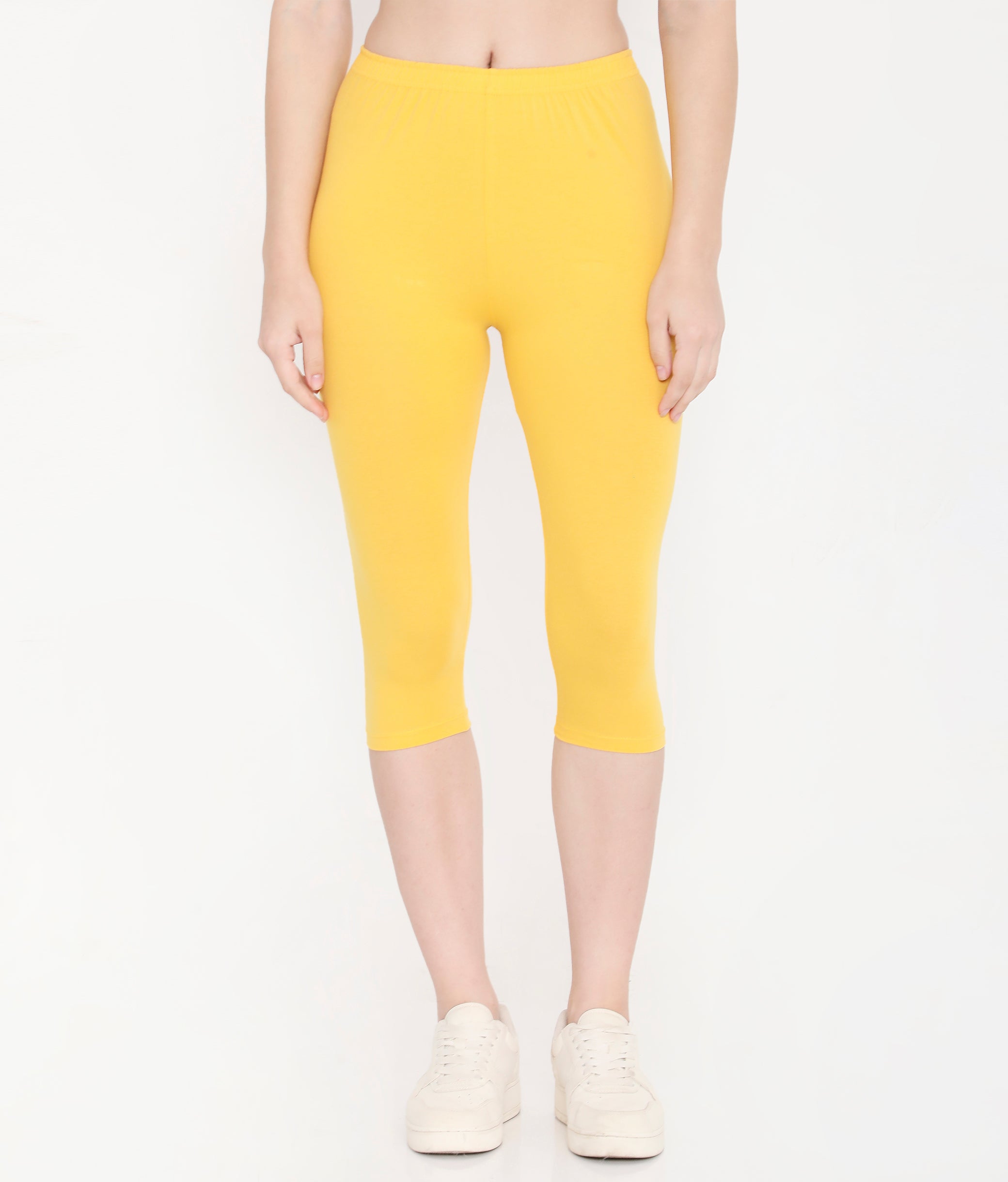 WOMEN SOFT COTTON EVERYDAY CAPRI - YELLOW