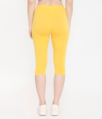 WOMEN SOFT COTTON EVERYDAY CAPRI - YELLOW