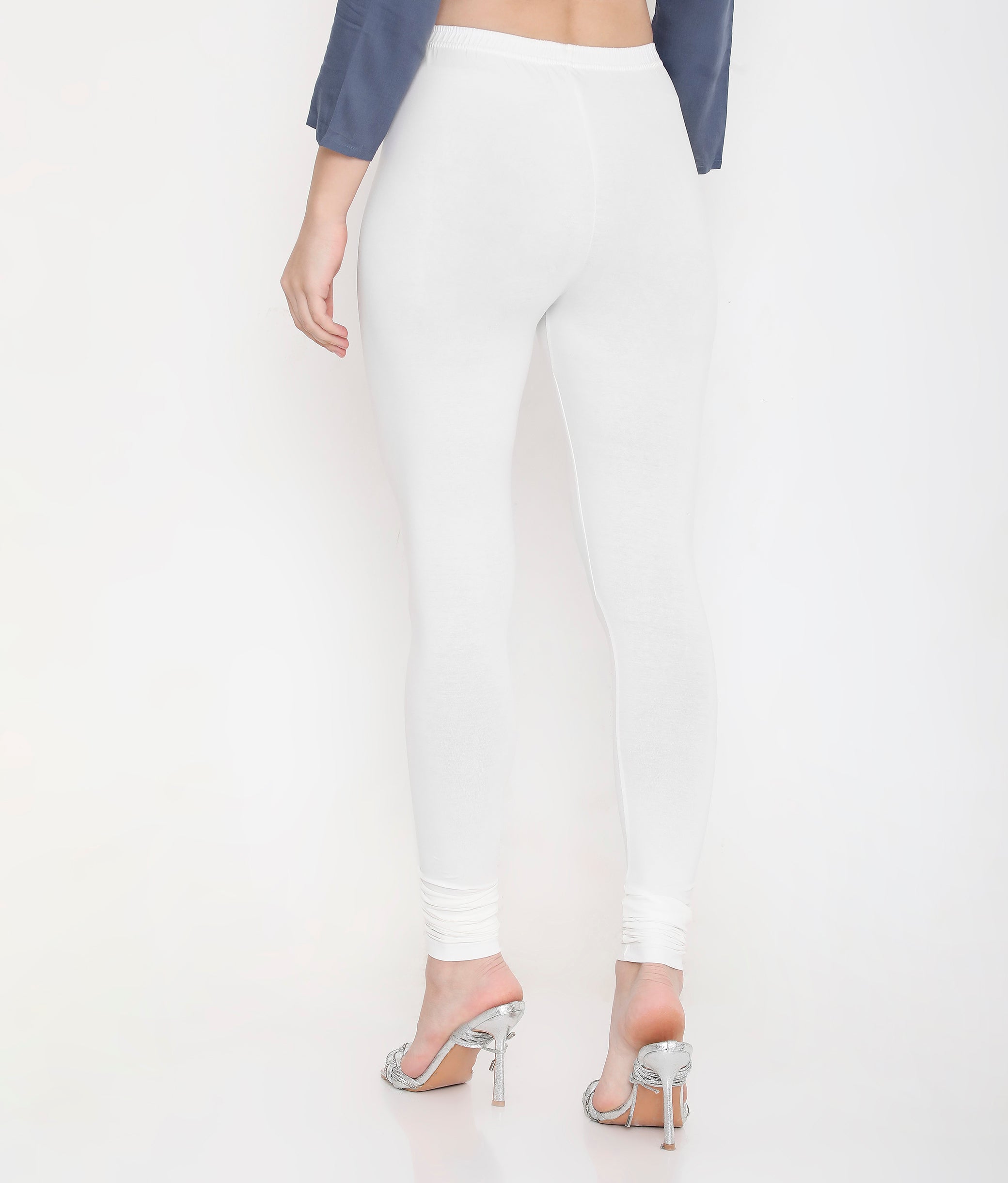 WOMEN SOLID WHITE COTTON CHURIDAR LEGGINGS