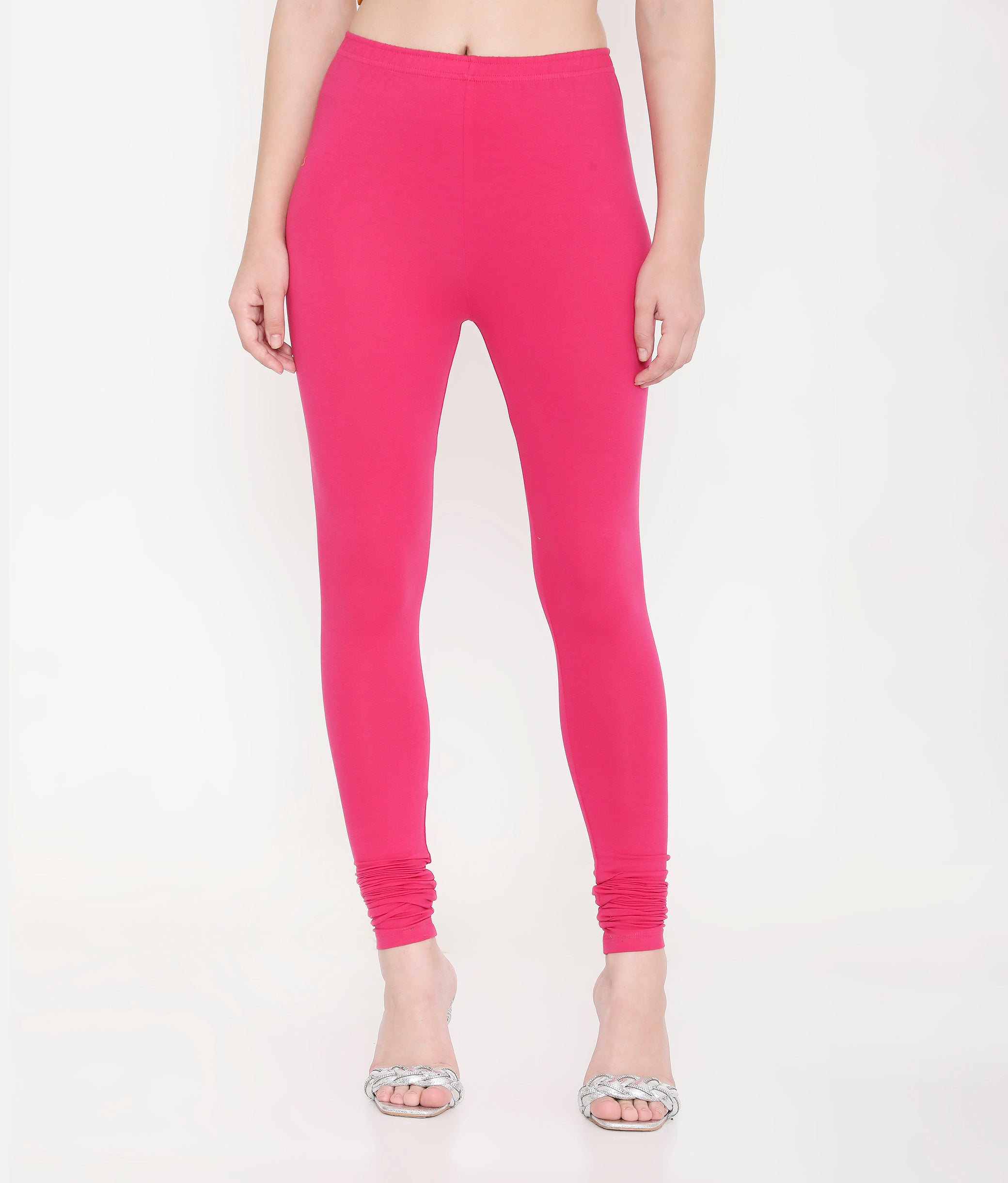 WOMEN DARK PINK COTTON CHURIDAR LEGGINGS