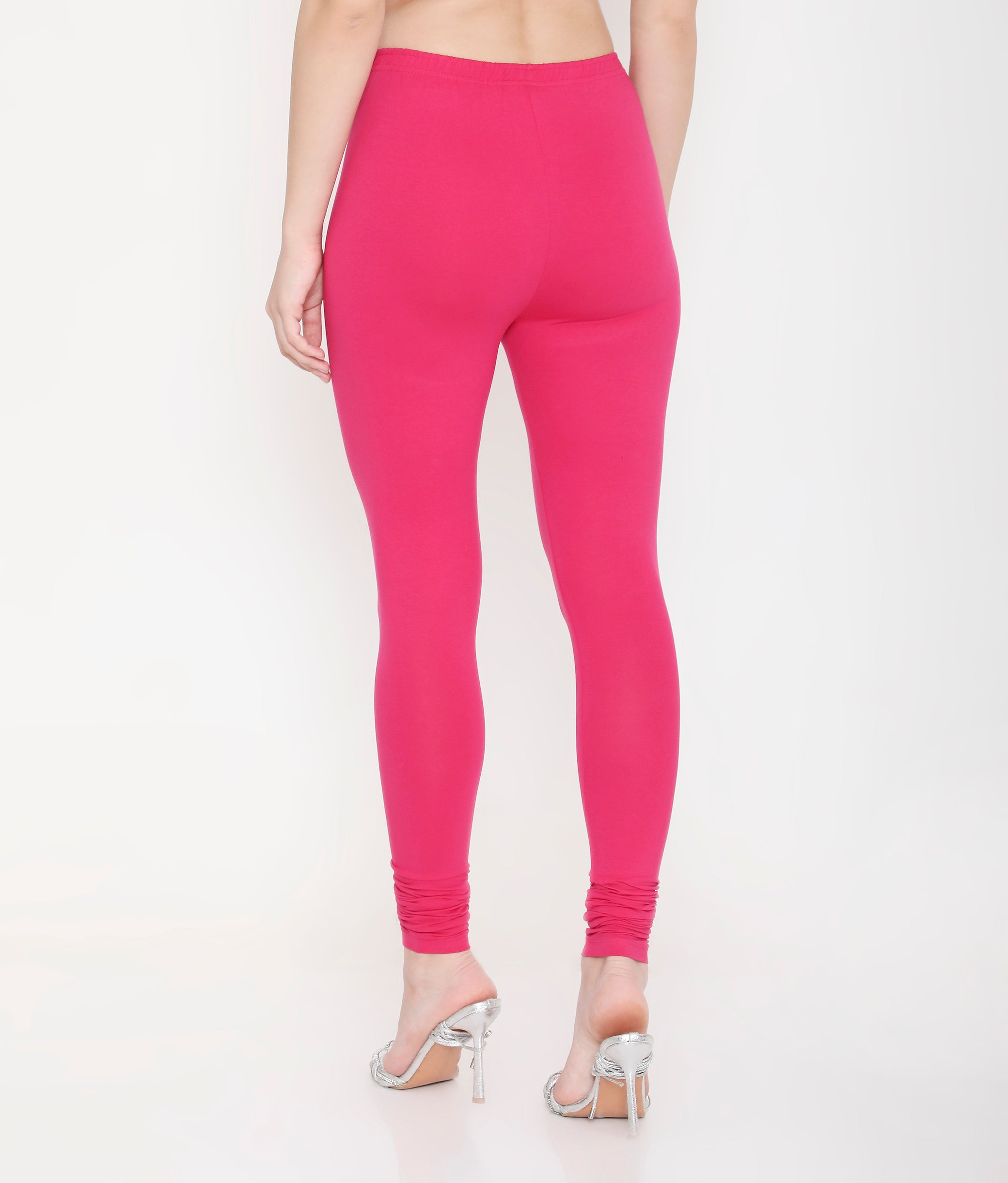 WOMEN DARK PINK COTTON CHURIDAR LEGGINGS