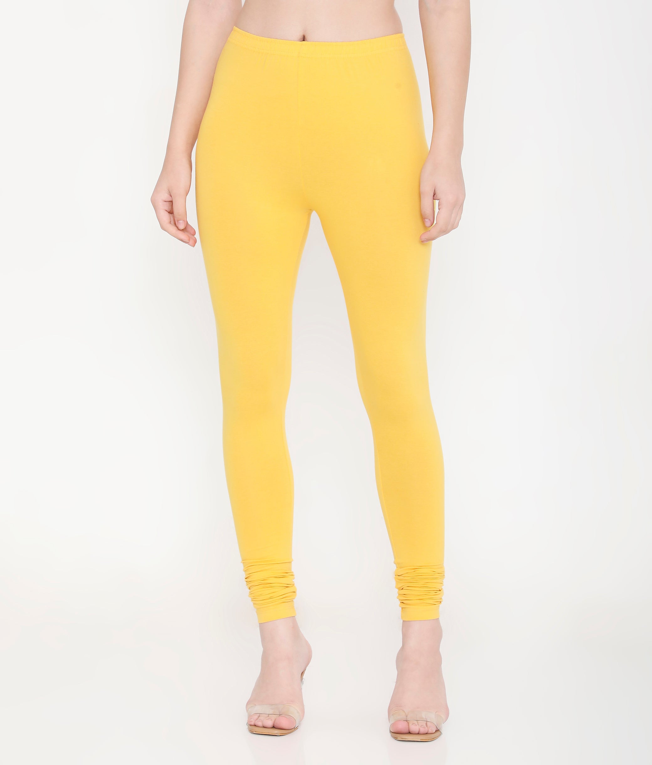 WOMEN COTTON CHURIDAR LEGGINGS - YELLOW