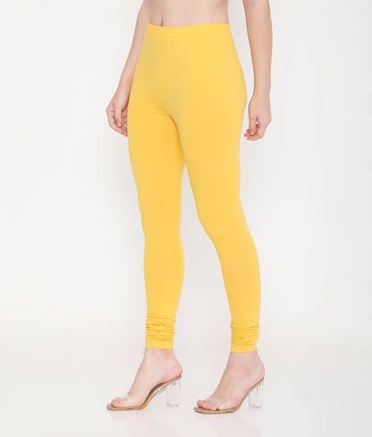WOMEN COTTON CHURIDAR LEGGINGS - YELLOW