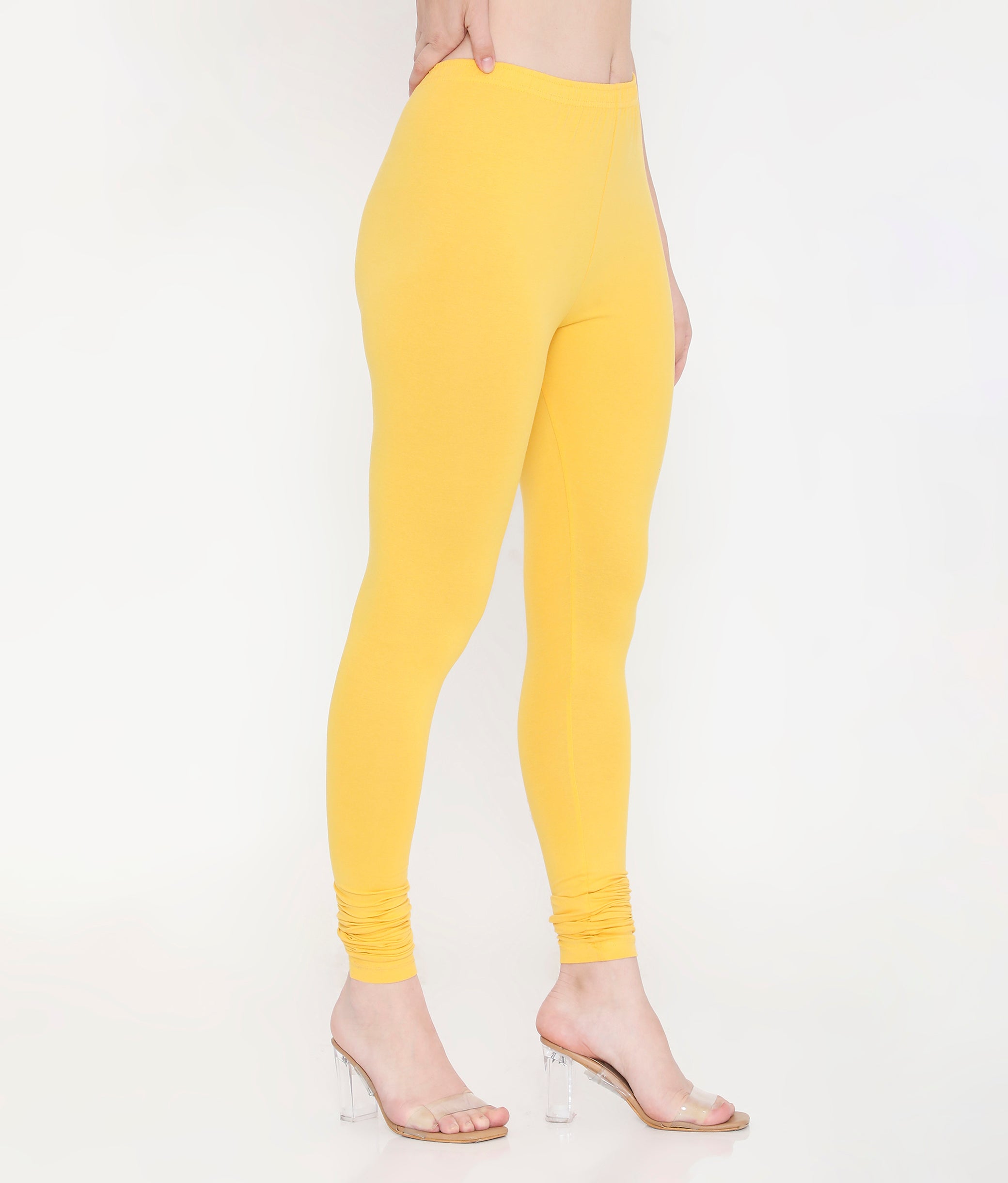 WOMEN COTTON CHURIDAR LEGGINGS - YELLOW