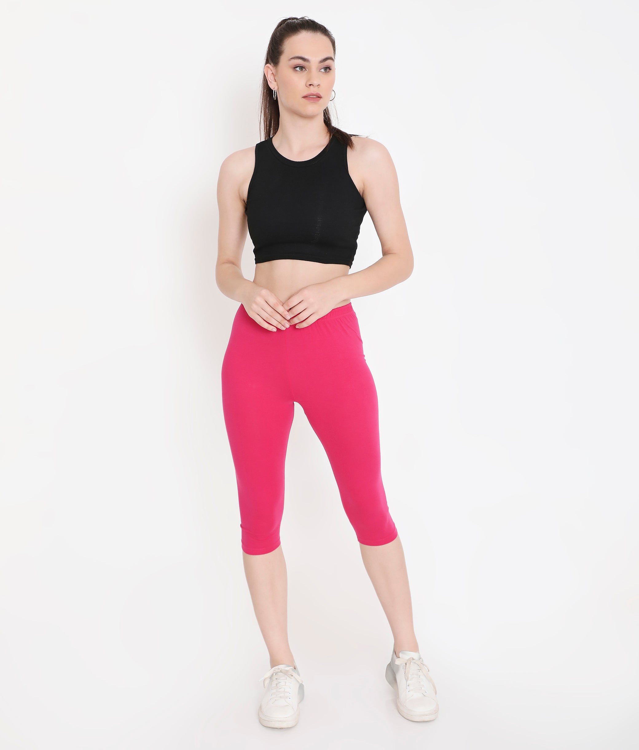 DARK PINK SOFT COTTON EVERYDAY CAPRI FOR WOMEN