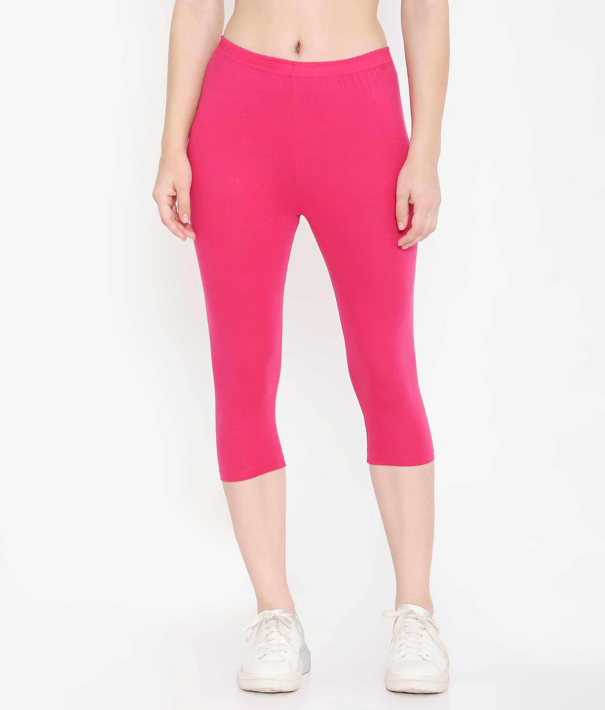 DARK PINK SOFT COTTON EVERYDAY CAPRI FOR WOMEN