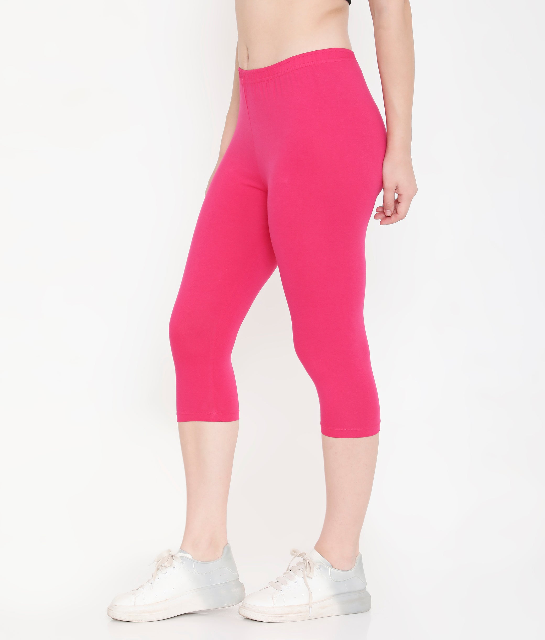 DARK PINK SOFT COTTON EVERYDAY CAPRI FOR WOMEN