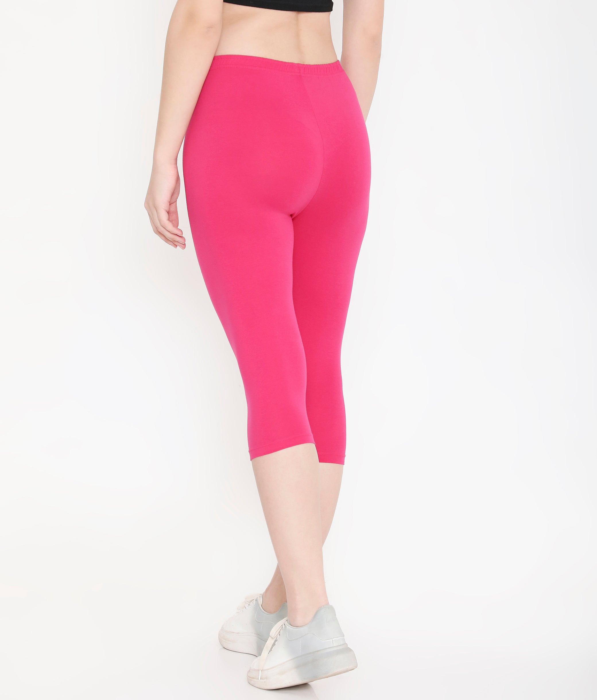 DARK PINK SOFT COTTON EVERYDAY CAPRI FOR WOMEN