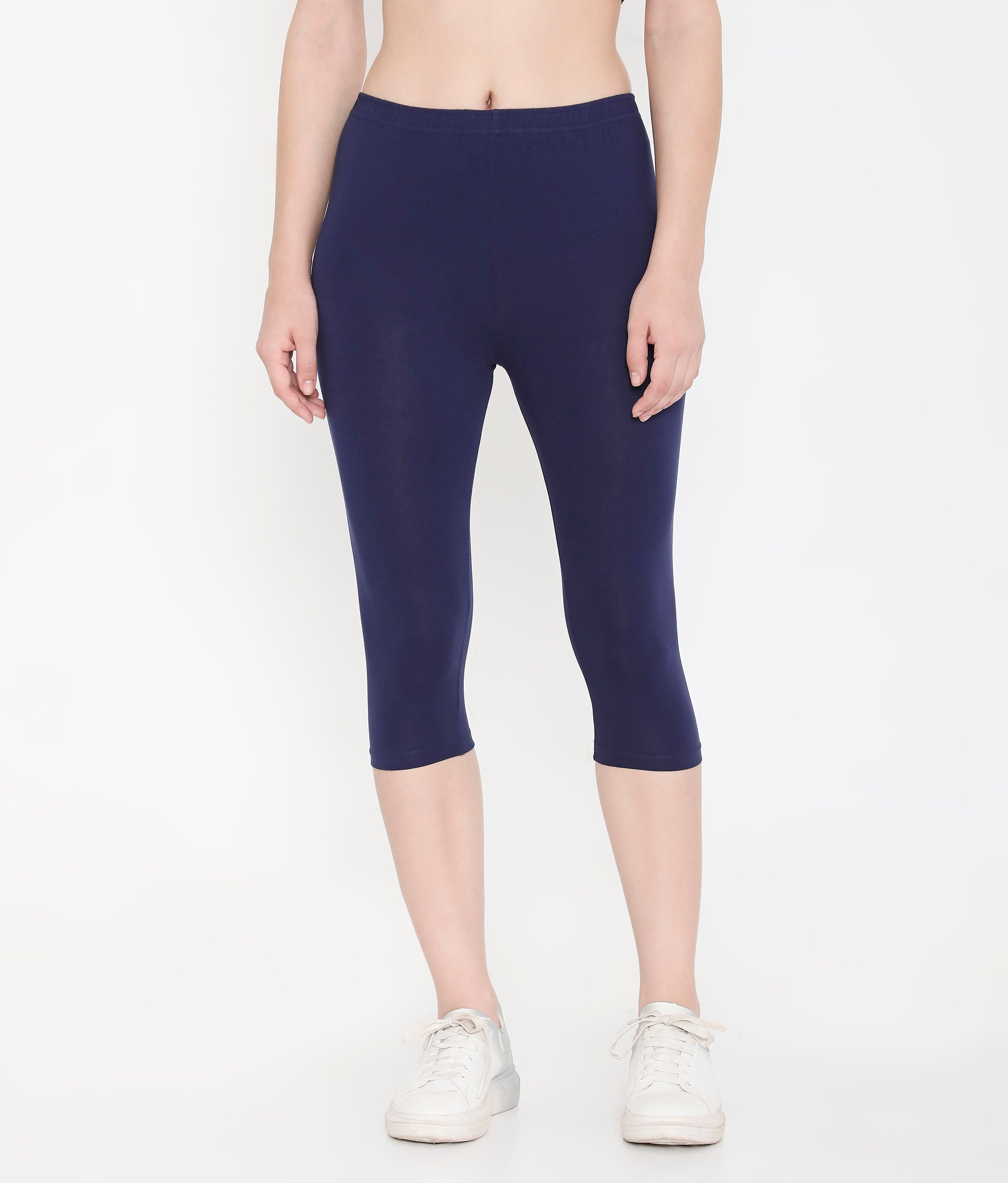 WOMEN NAVY BLUE COTTON EVERYDAY CAPRI