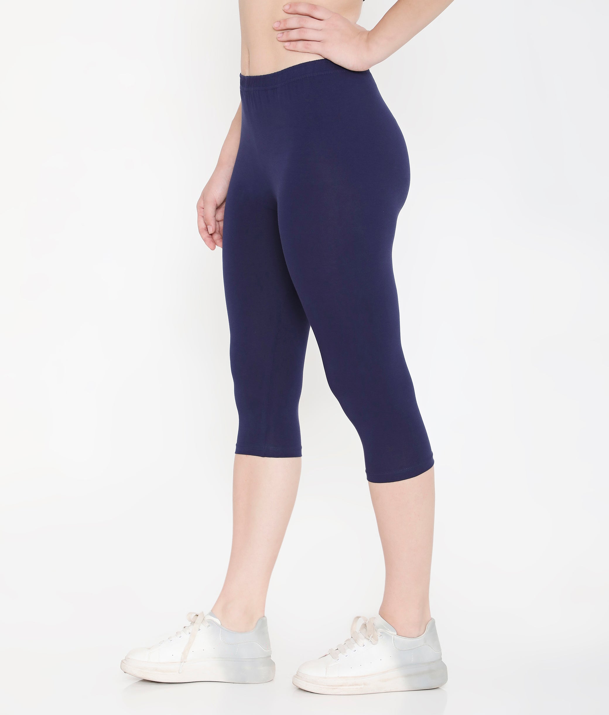 WOMEN NAVY BLUE COTTON EVERYDAY CAPRI