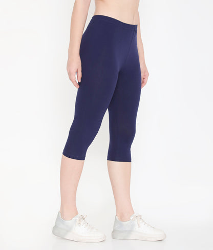 WOMEN NAVY BLUE COTTON EVERYDAY CAPRI