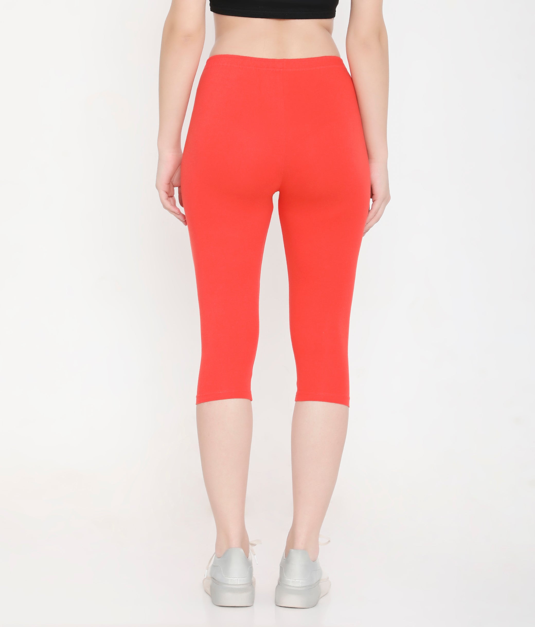 SOLID ORANGE SOFT COTTON EVERYDAY CAPRI FOR WOMEN