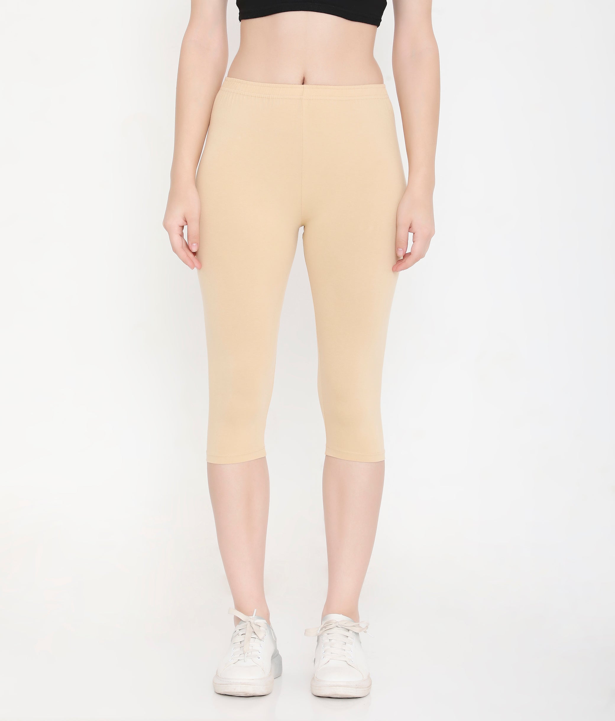 WOMEN SOLID SKIN COTTON EVERYDAY CAPRI