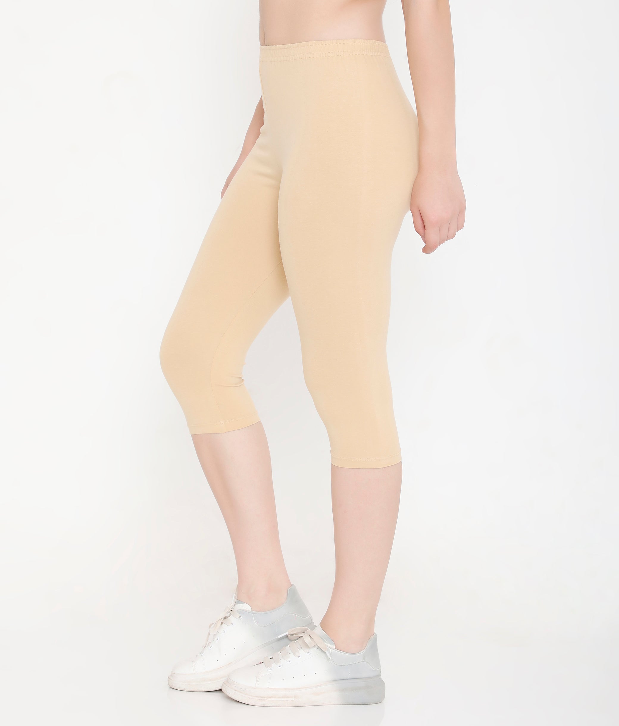 WOMEN SOLID SKIN COTTON EVERYDAY CAPRI