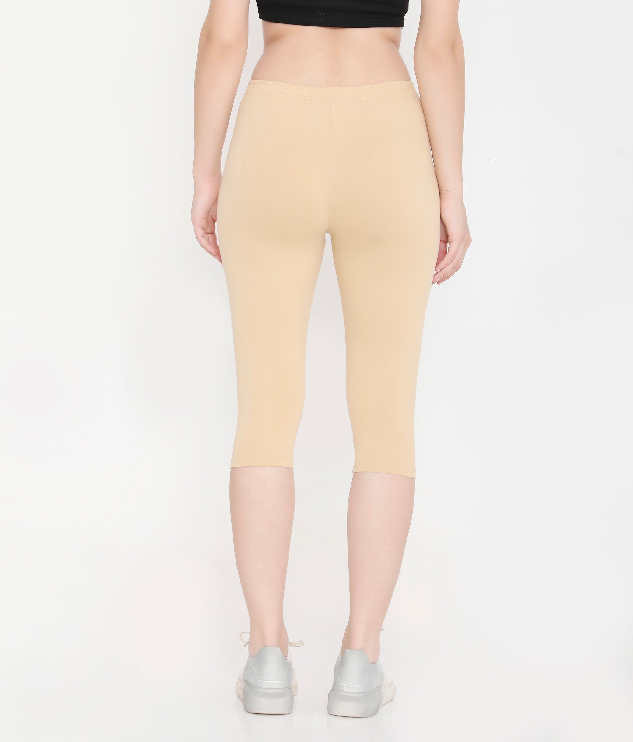 WOMEN SOLID SKIN COTTON EVERYDAY CAPRI