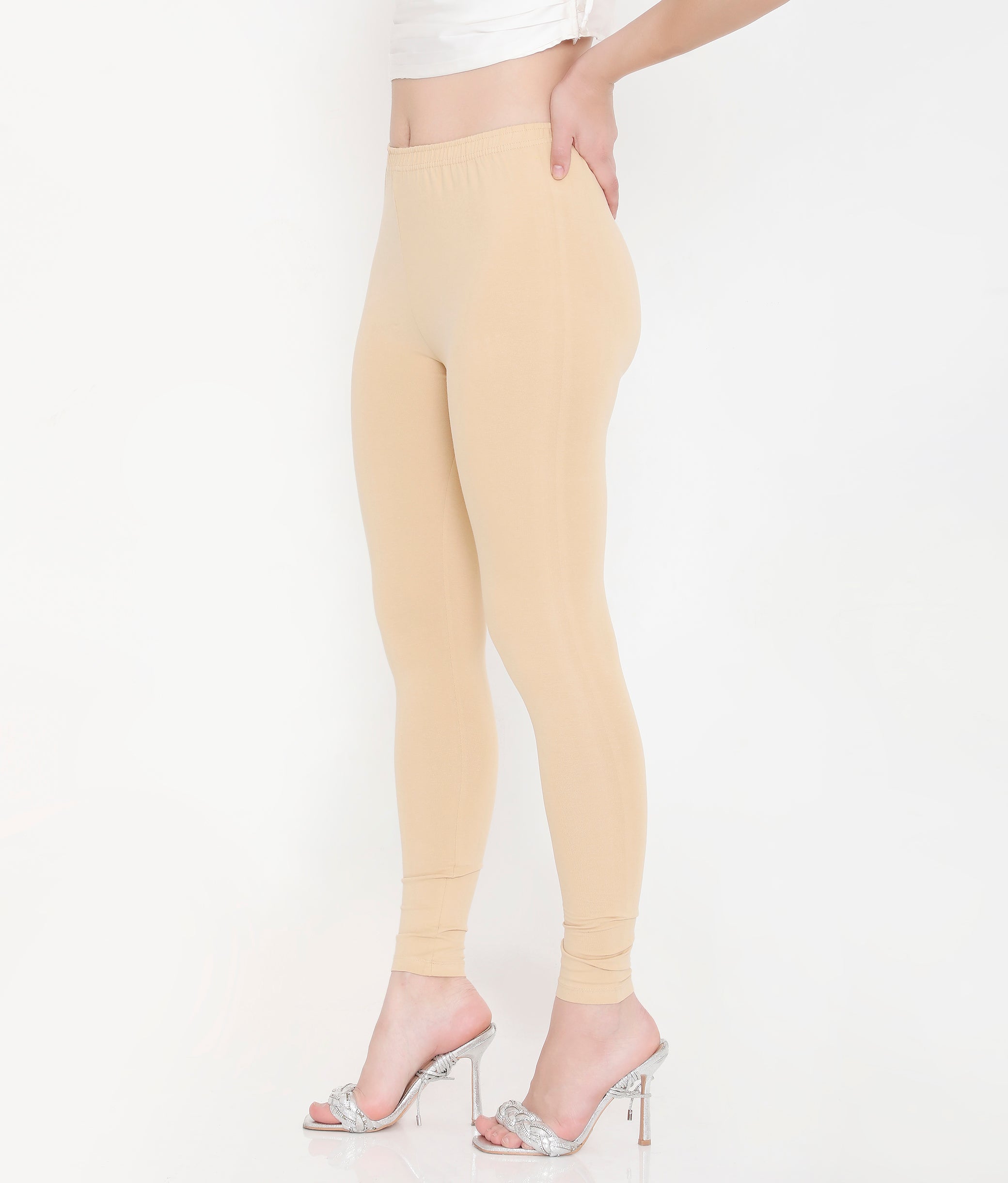 SOLID SKIN ANKLE-LENGTH COTTON LEGGINGS FOR WOMEN