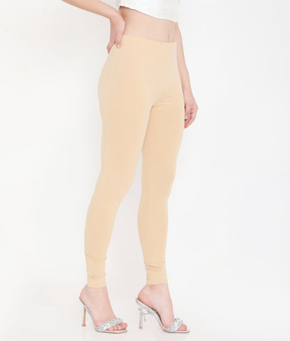 SOLID SKIN ANKLE-LENGTH COTTON LEGGINGS FOR WOMEN