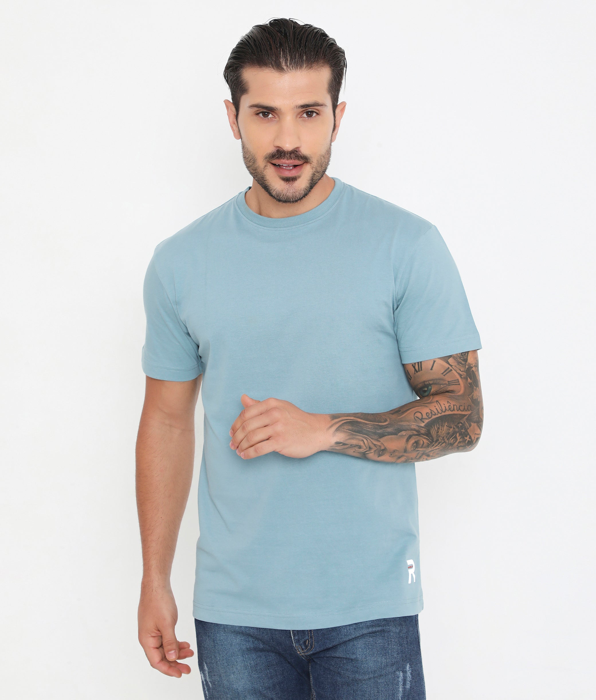 Men's 004 Leisurewear Essential Cotton Tee - Smoke Blue