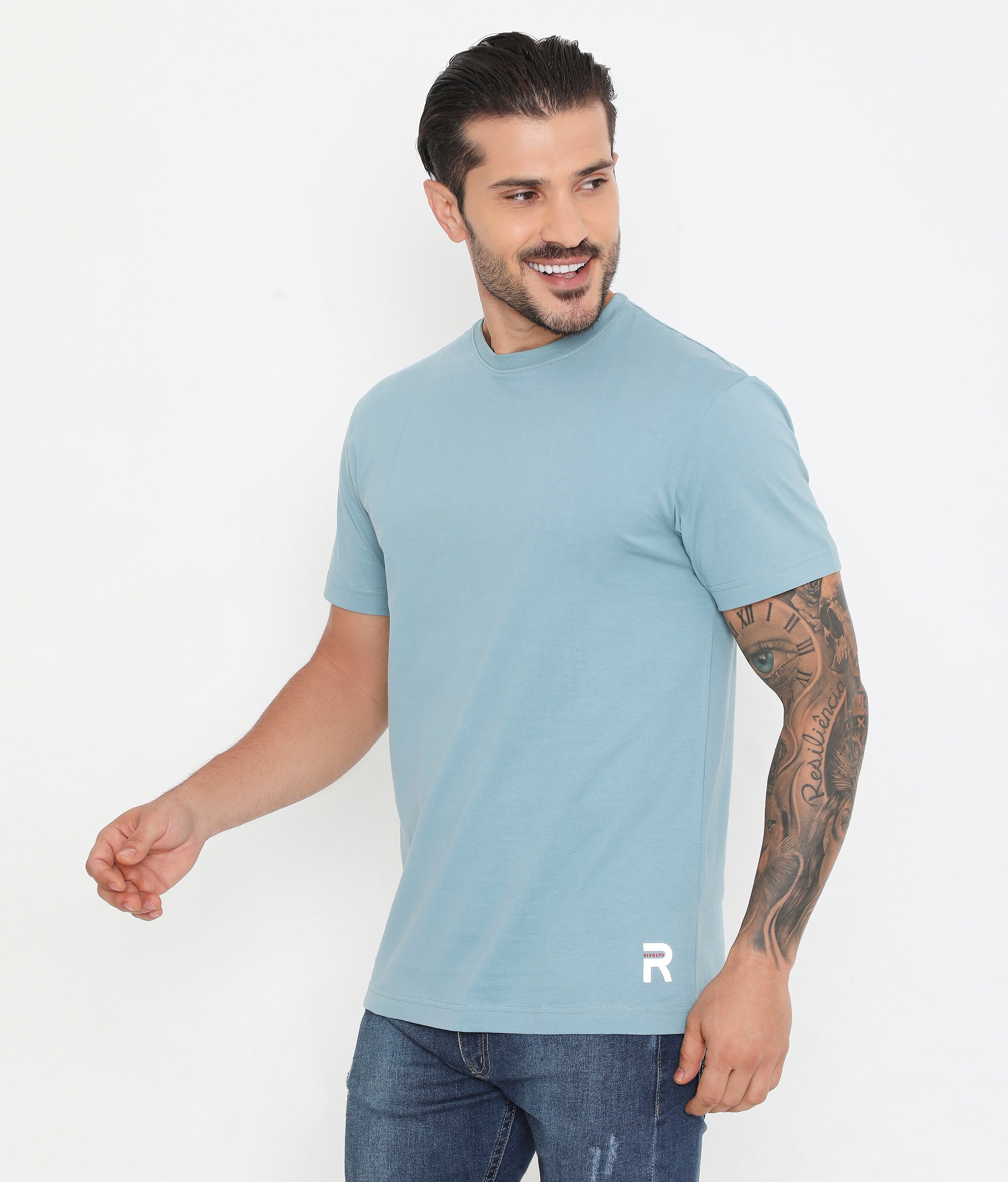 Men's 004 Leisurewear Essential Cotton Tee - Smoke Blue