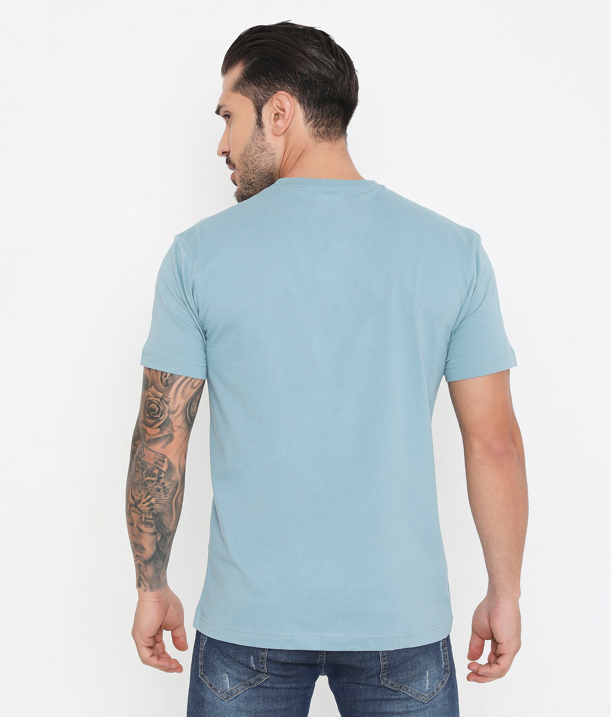 Men's 004 Leisurewear Essential Cotton Tee - Smoke Blue