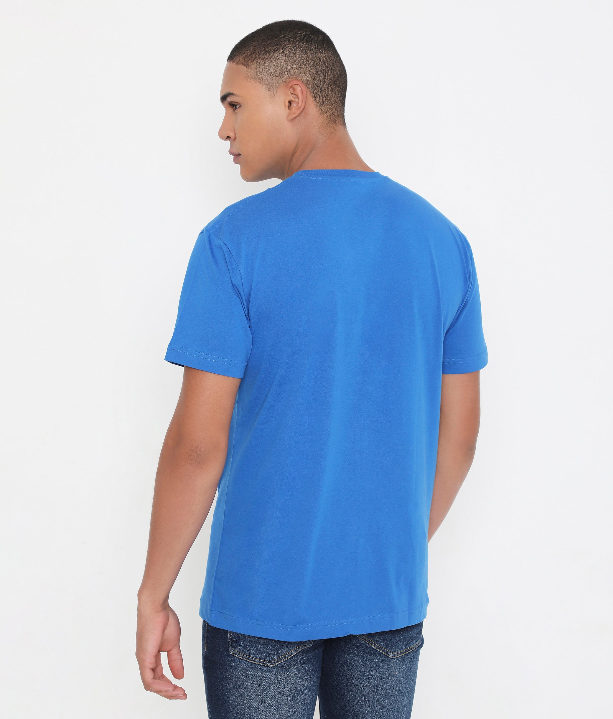 Men Royal Blue Leisurewear Cotton Tee - 002