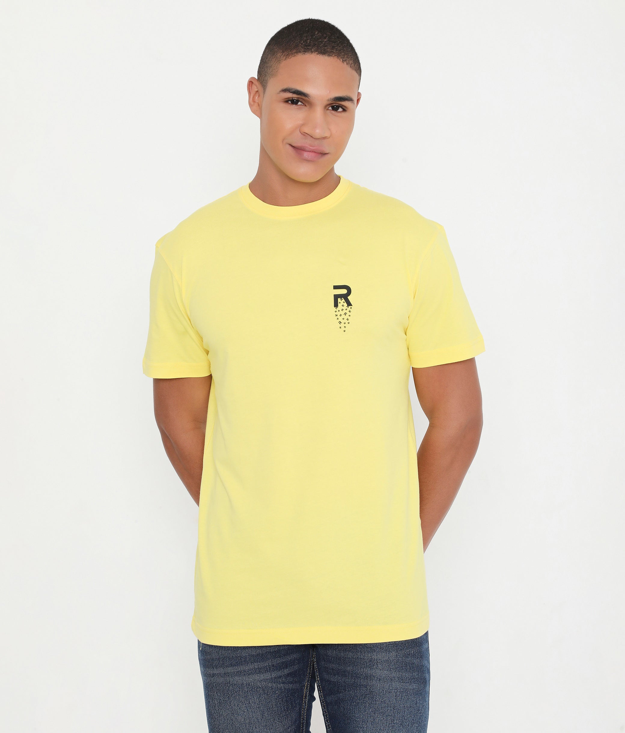 Men Solid Yellow Leisurewear Cotton Tee - 002