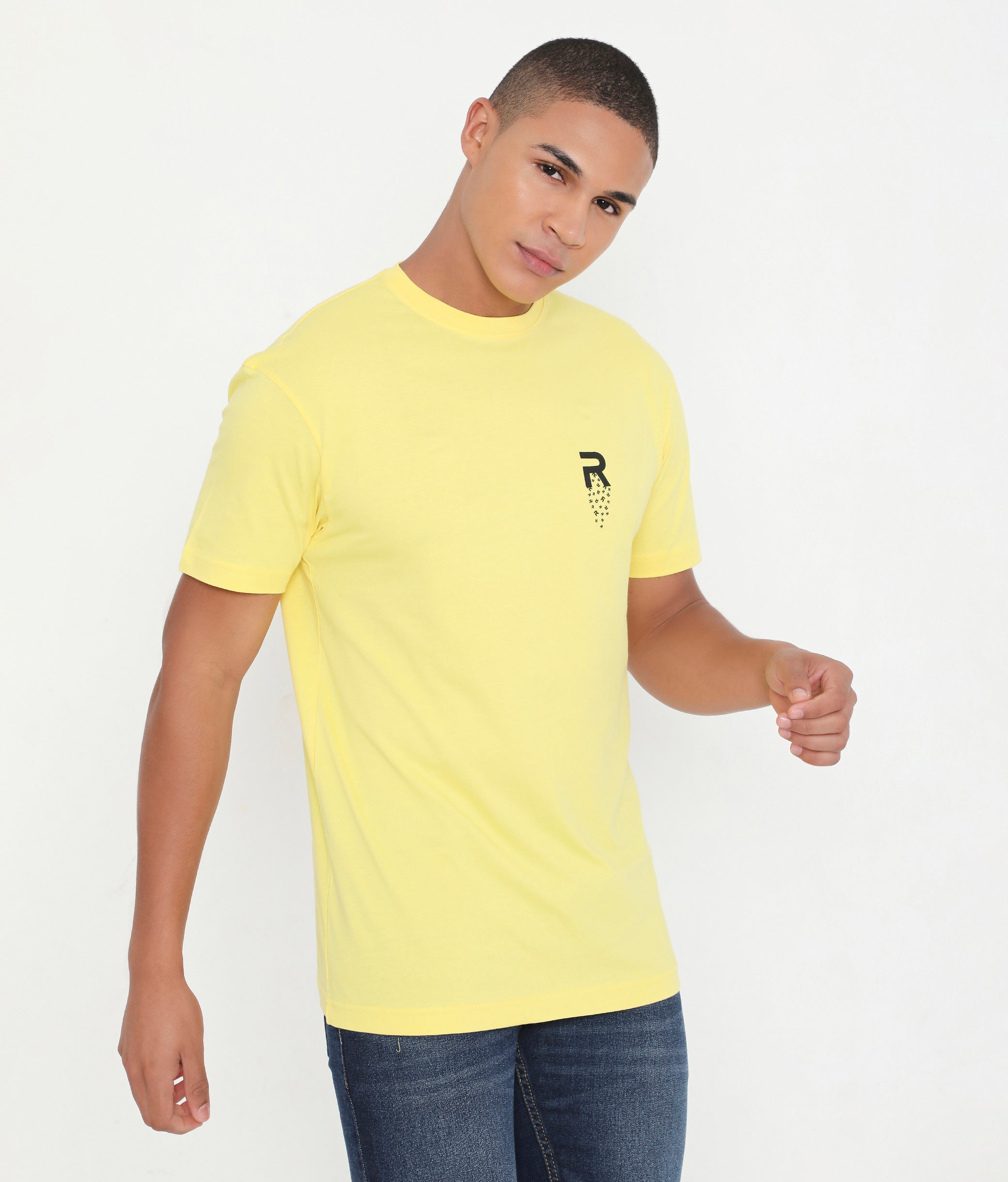 Men Solid Yellow Leisurewear Cotton Tee - 002