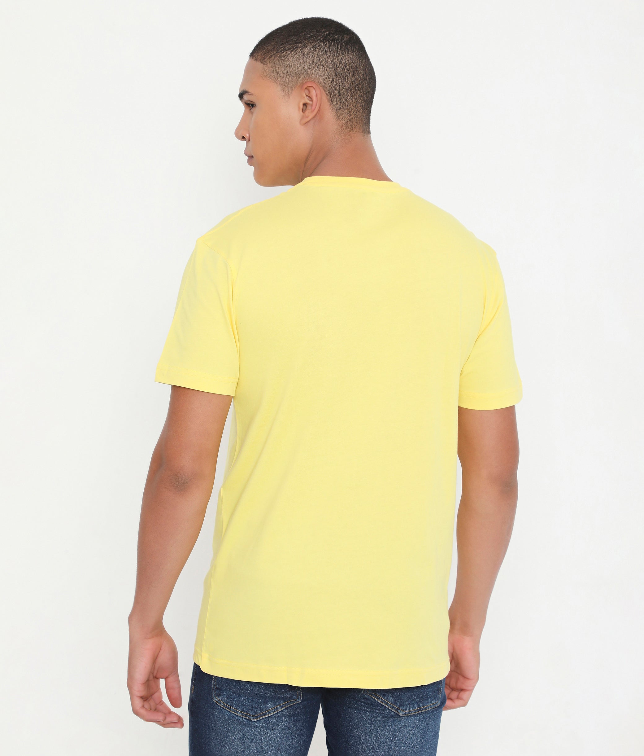 Men Solid Yellow Leisurewear Cotton Tee - 002