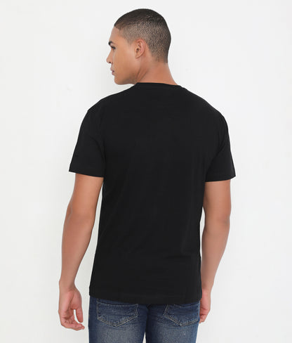 Men Casuals Solid Black Pure Cotton Tee - 003