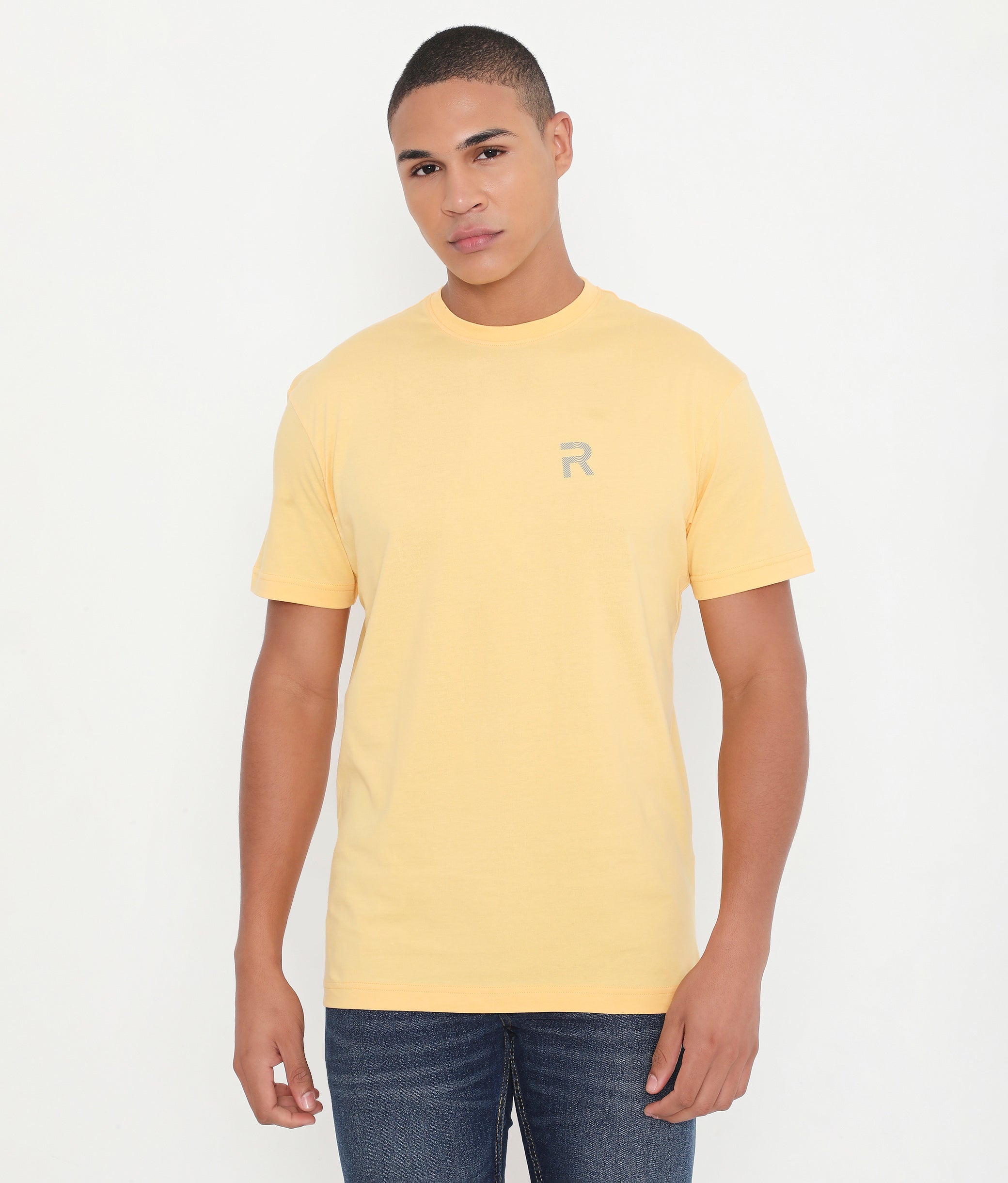 Men Casuals Pure Cotton Tee - 003 - Custard