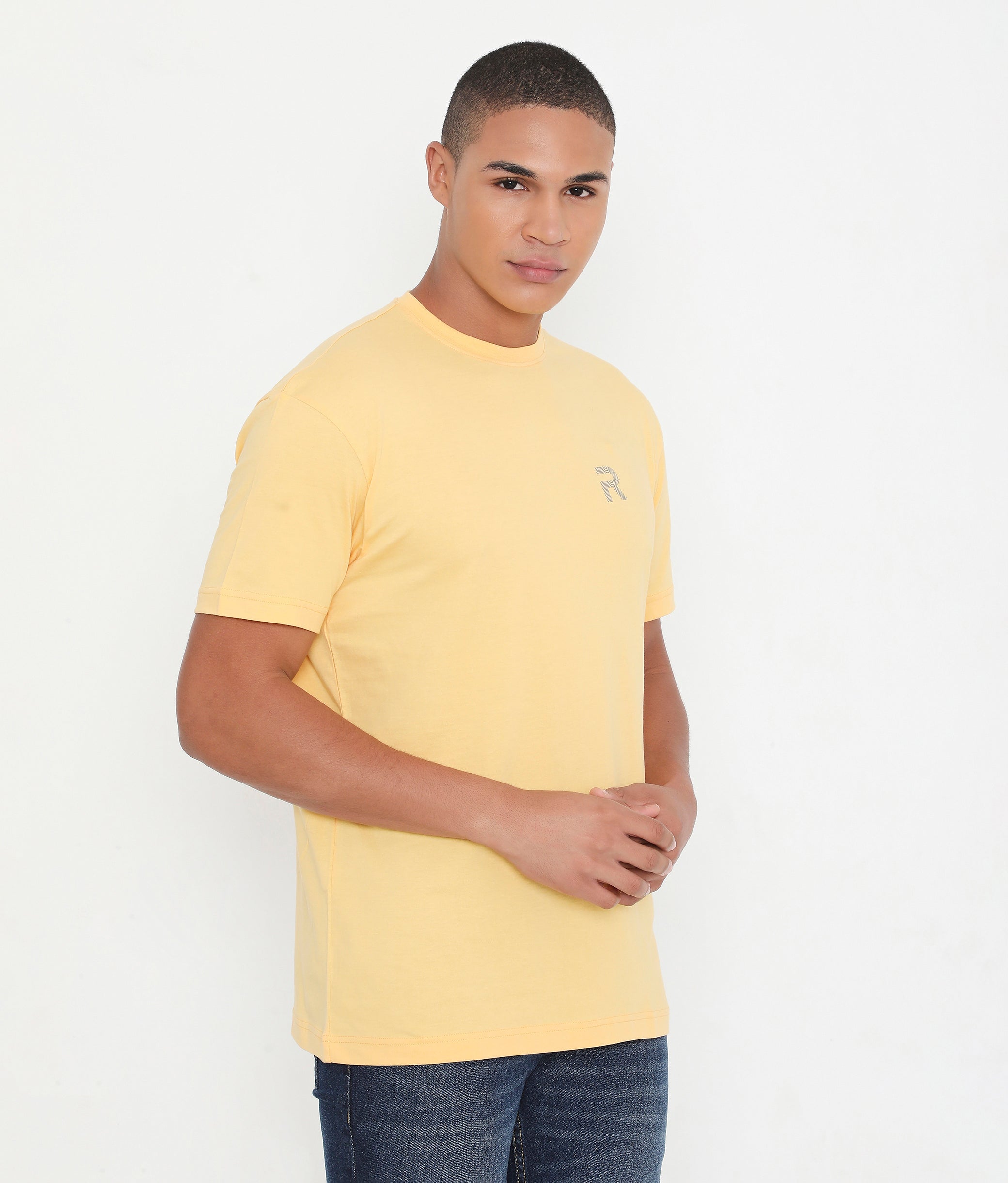 Men Casuals Pure Cotton Tee - 003 - Custard