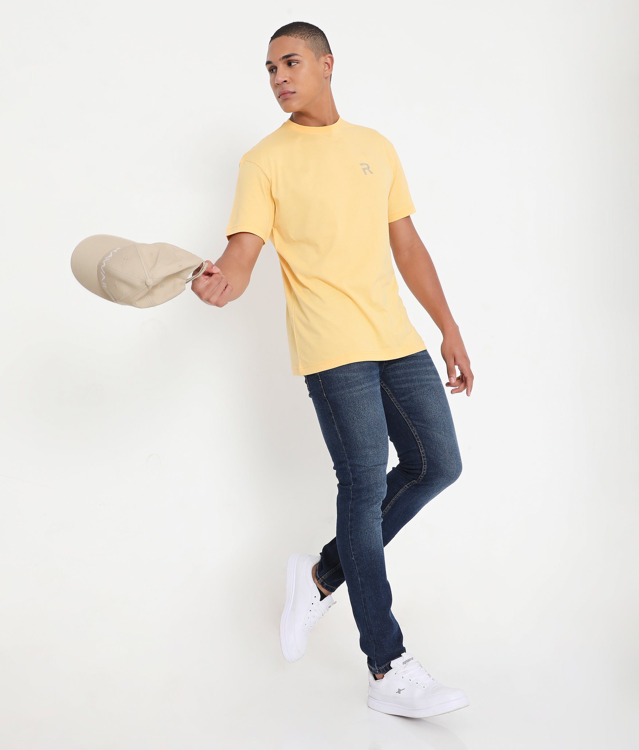 Men Casuals Pure Cotton Tee - 003 - Custard