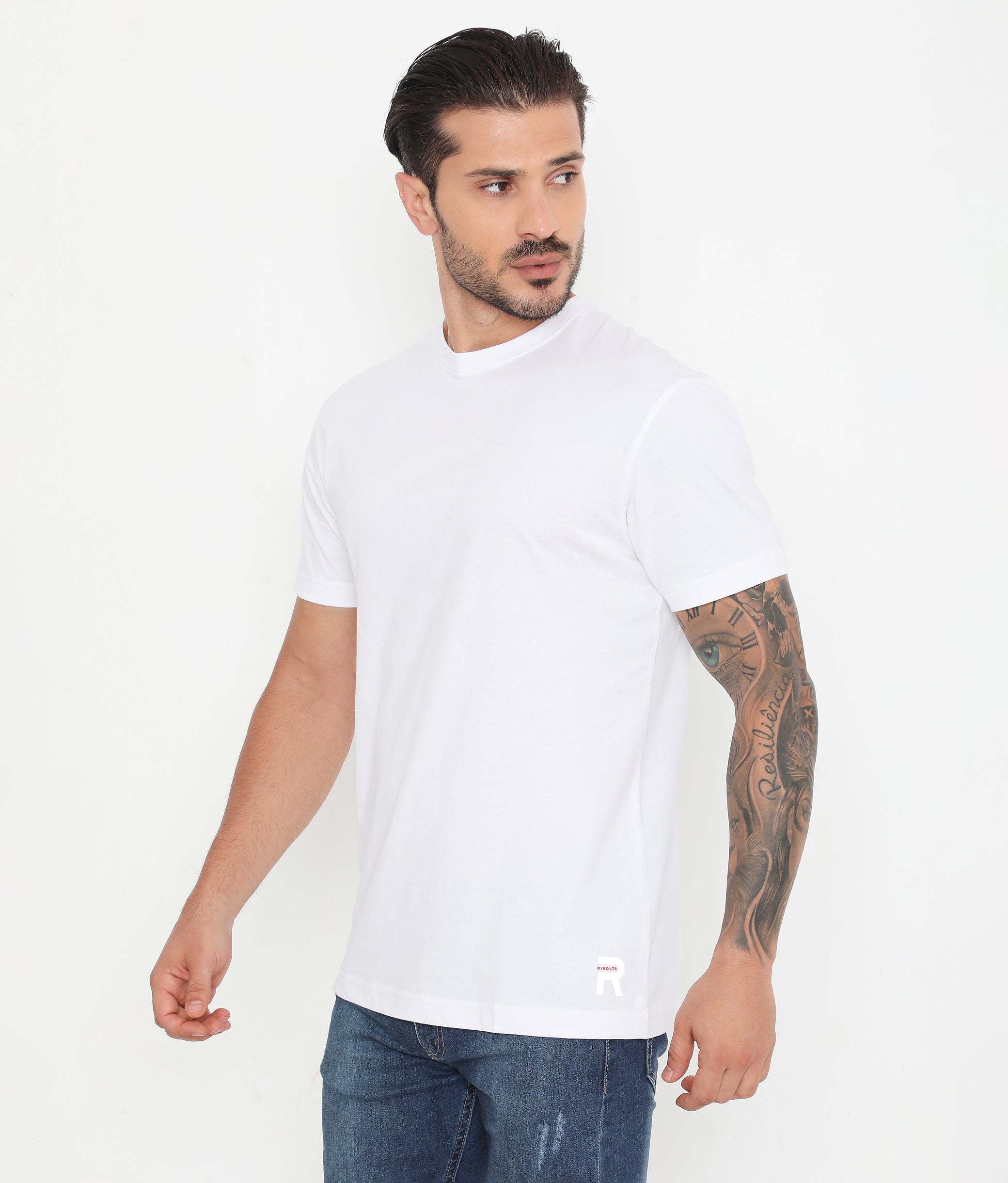 Men's Solid White 004 Leisurewear Essential Cotton Tee