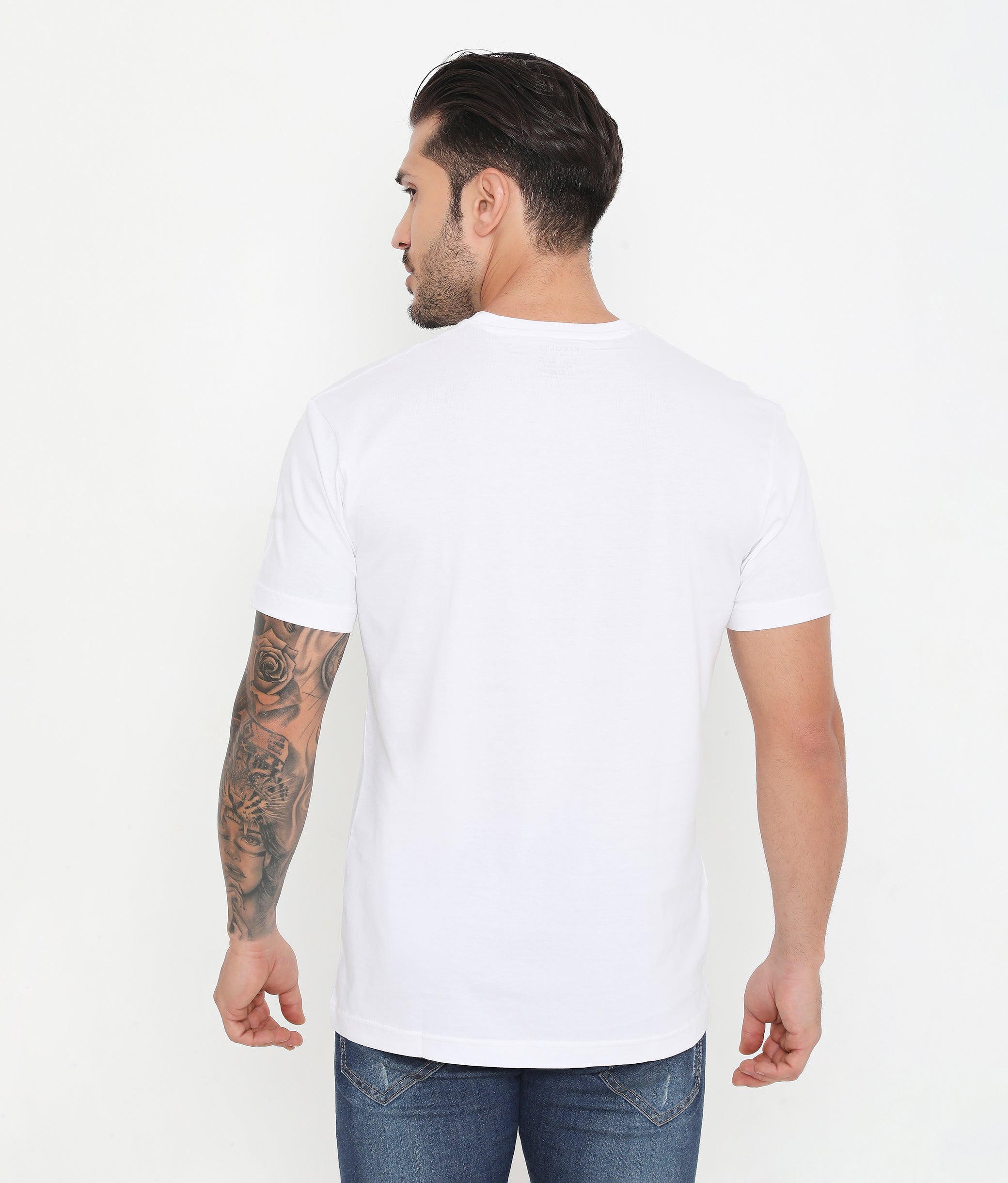 Men's Solid White 004 Leisurewear Essential Cotton Tee