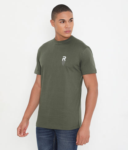 Men Solid Green Leisurewear Cotton Tee - 002