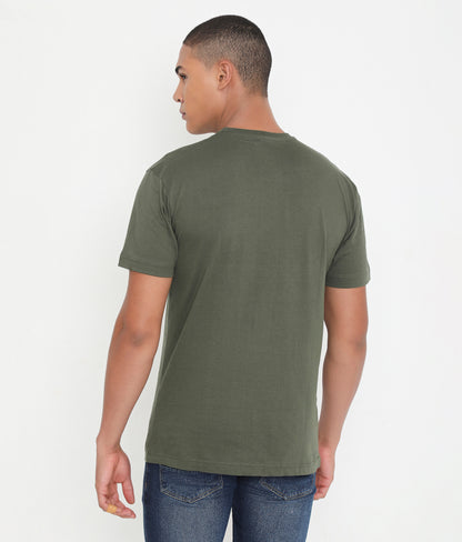 Men Solid Green Leisurewear Cotton Tee - 002