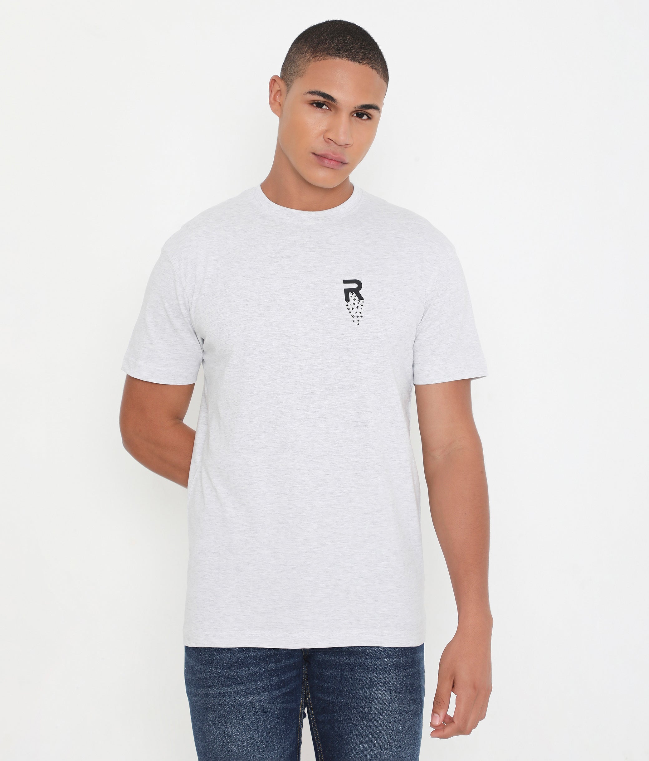 White Melange Men Leisurewear Cotton Tee - 002