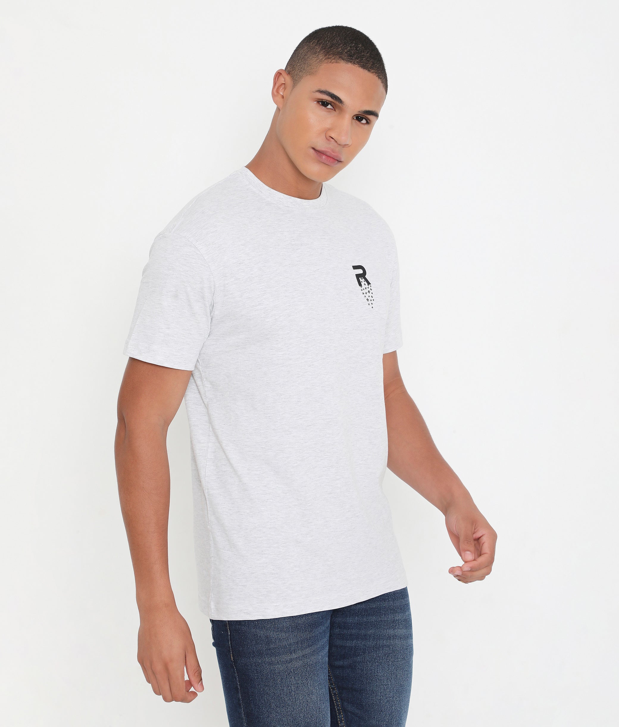 White Melange Men Leisurewear Cotton Tee - 002