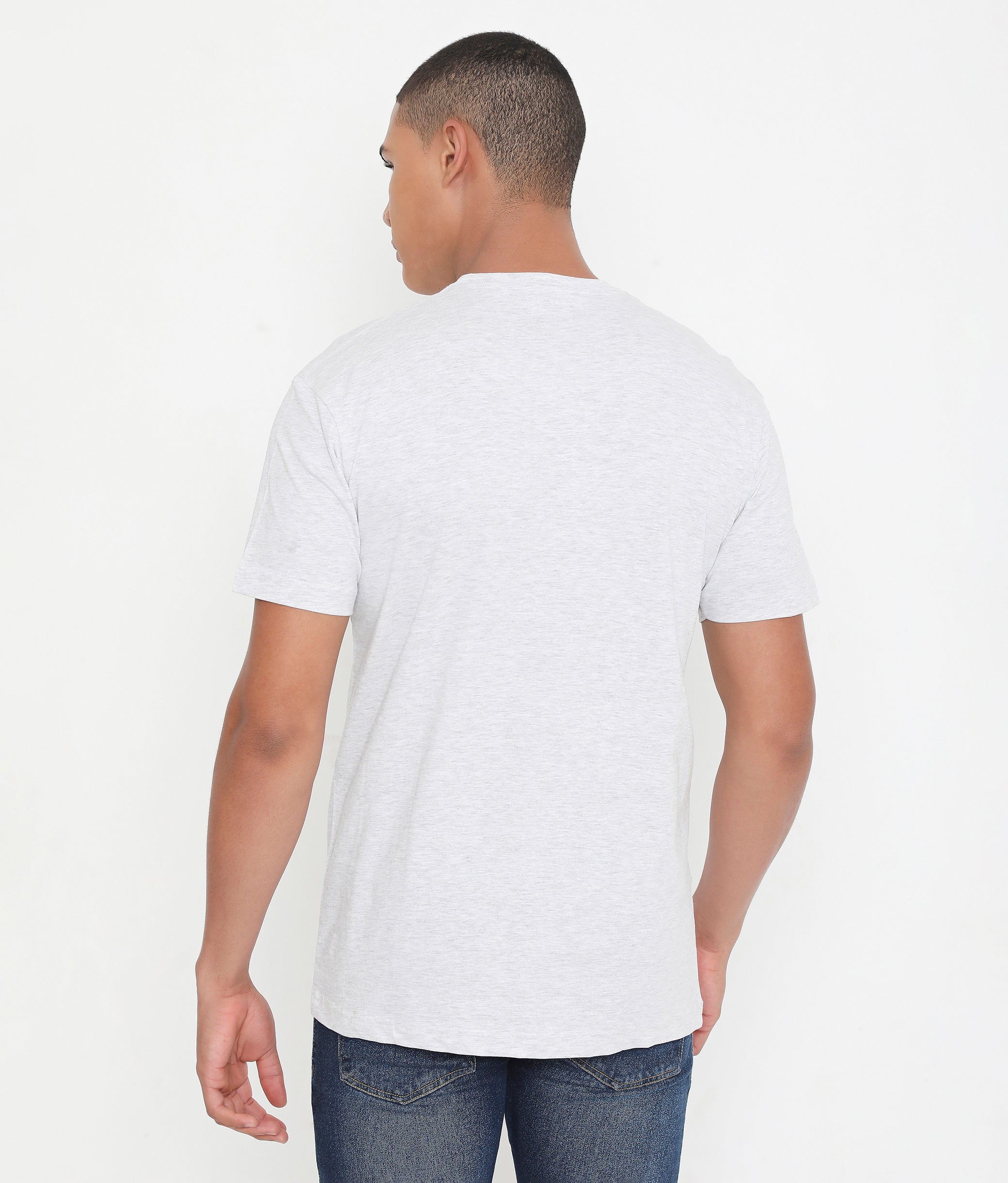 White Melange Men Leisurewear Cotton Tee - 002