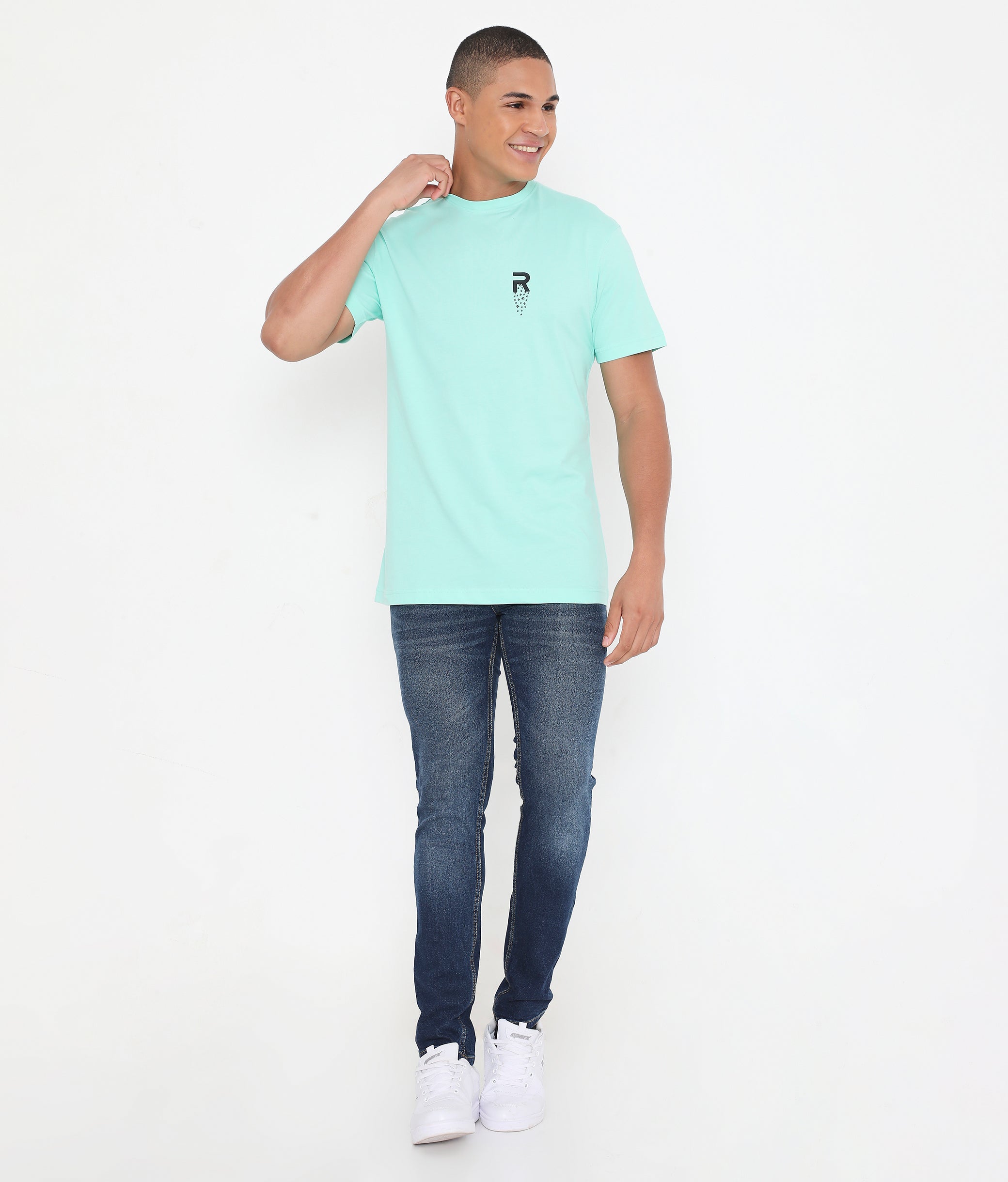 Men Solid Mint Leisurewear Cotton Tee - 002