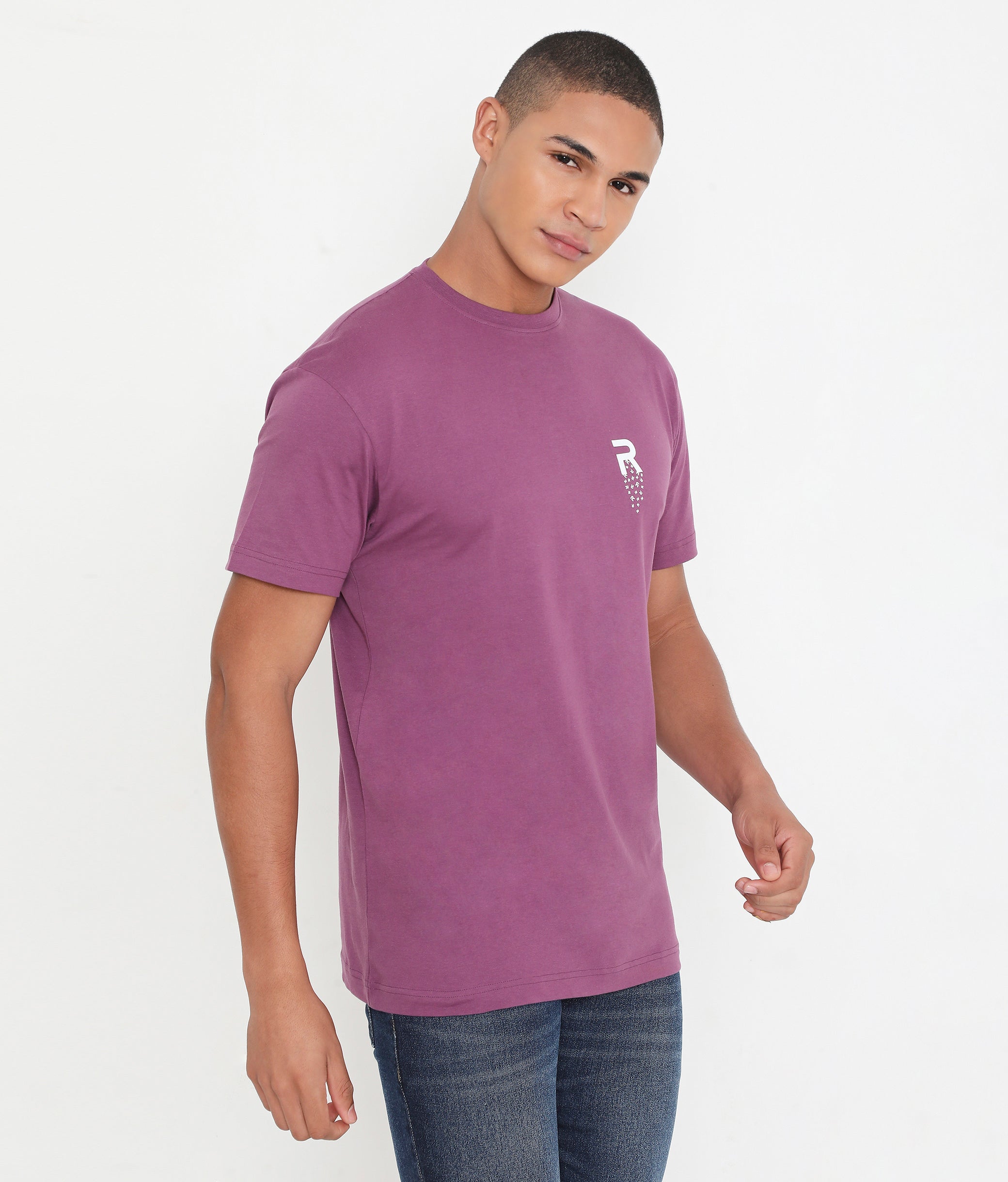 Men Solid Purple Leisurewear Cotton Tee - 002