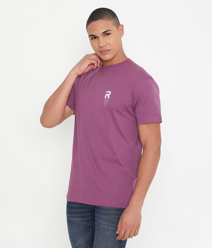 Men Solid Purple Leisurewear Cotton Tee - 002