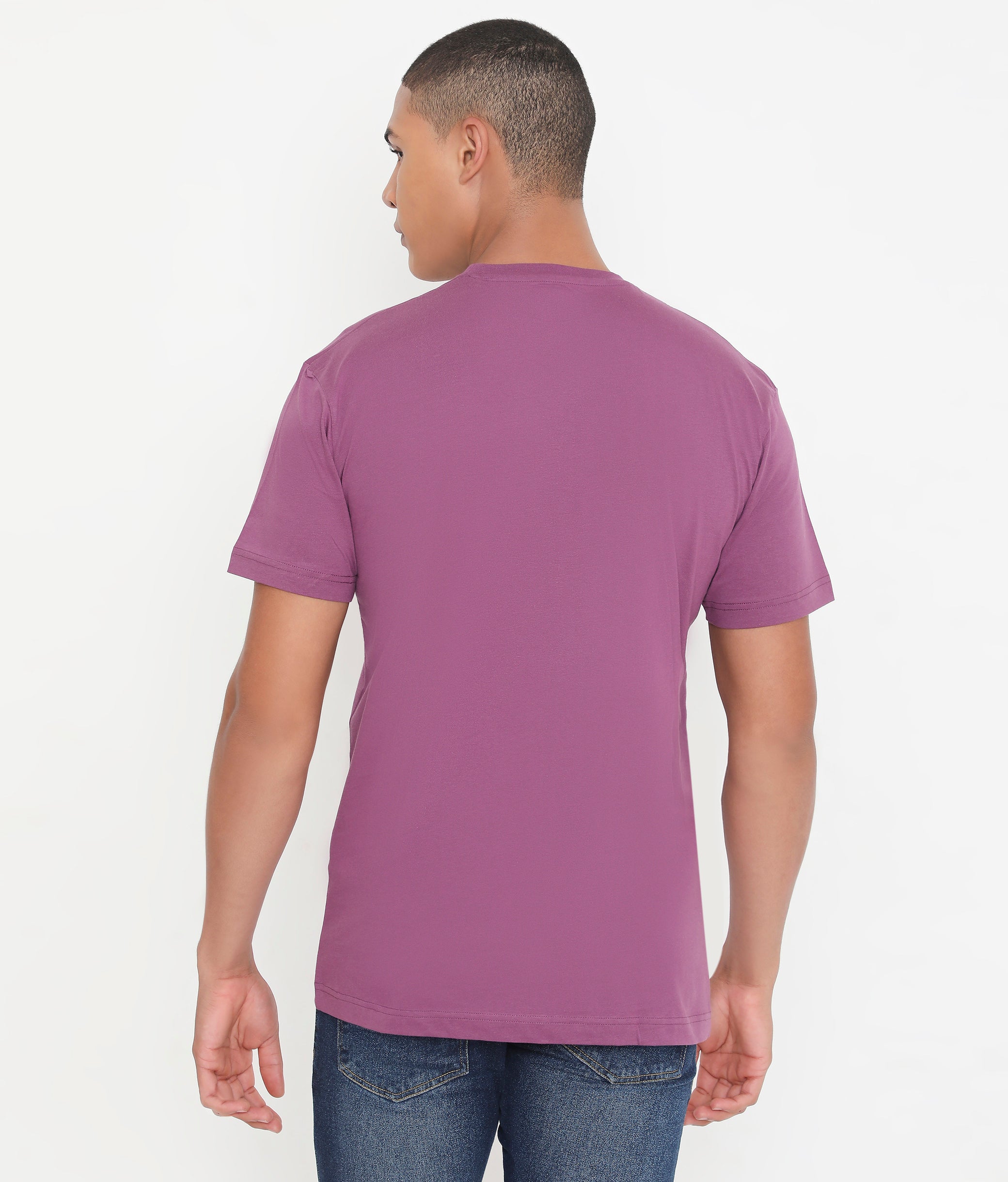 Men Solid Purple Leisurewear Cotton Tee - 002